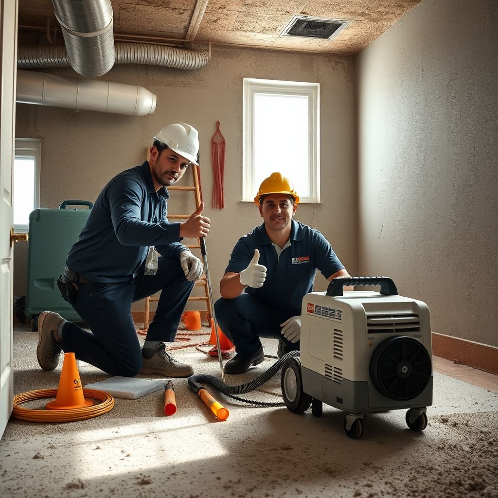 A Mold Shield Dallas technician explaining the mold remediation process to an Irving homeowner, pointing to a moisture meter reading.