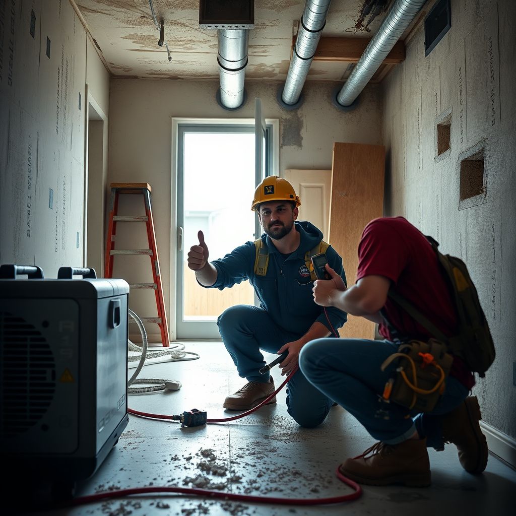 A Mold Shield Dallas technician explaining the mold remediation process to a homeowner inside a clean, well-lit Richardson kitchen after successful mold removal.